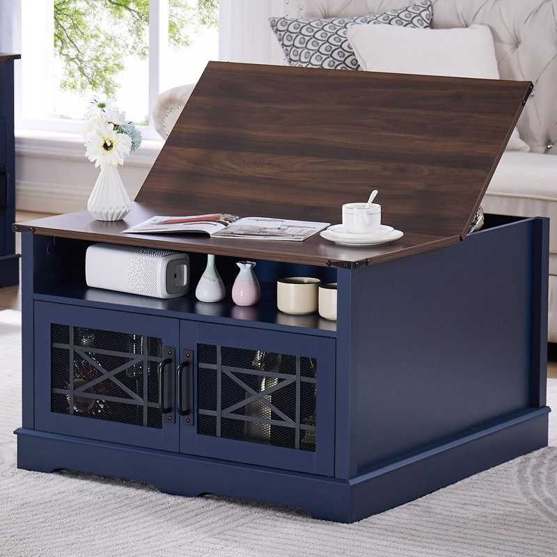 Table basse avec plateau relevable Farmhouse, Blue