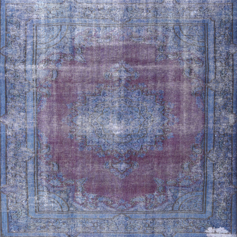 Tapis traditionnel bleu / rouge Amoll, Rond 4 pi