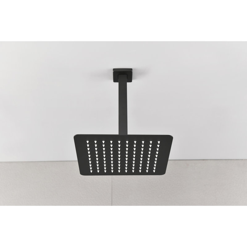 Pomme de douche noire matte - acier inoxydable, pluviométrie élevée pour la salle de bain, noir pluvieux, expérience agréable en acier