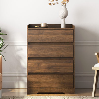 4 Drawer Dresser, Chest Of Drawers Without Handle, Dresser For Bedroom 100% Waterproof, Modern Wooden Cabinet With Sturdy Frame For Living Room, Entry by Hokku Designs