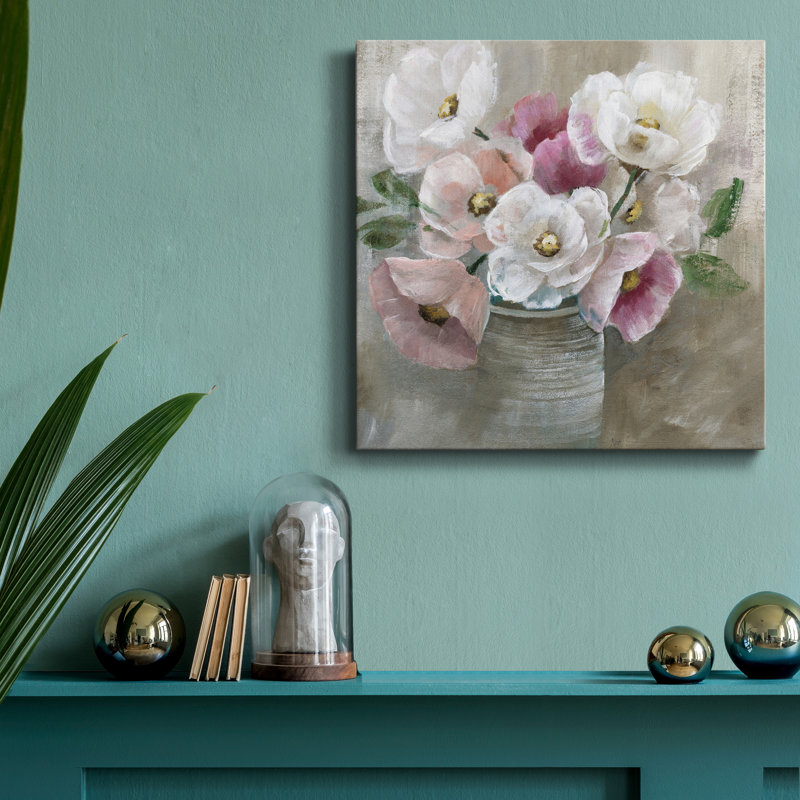 Blooming and Blush - Reproduction d'art sur toile tendue, H 10 po x l 10 po x P 1,5 po