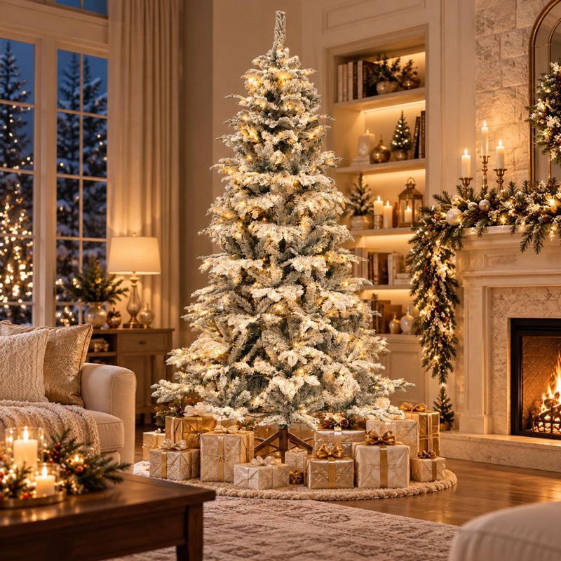 Arbre de Noël 7,5 pi avec lumières, 450 lumières et 1010 branches