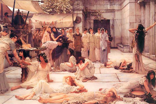 Impression d’art graphique « les femmes d’amphissa » par sir lawrence alma-tadema, H 24 po x l 36 po x P 1,5 po