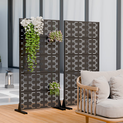 Pine 59 in. H x 30 in. W Metal Privacy Screen