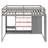 Full Size Wooden Loft Bed with Wardrobe, Shelves & Cabinet – Space-Saving Kids & Teen Bedroom Furniture, Gray+Pink-2099601930-2099601932