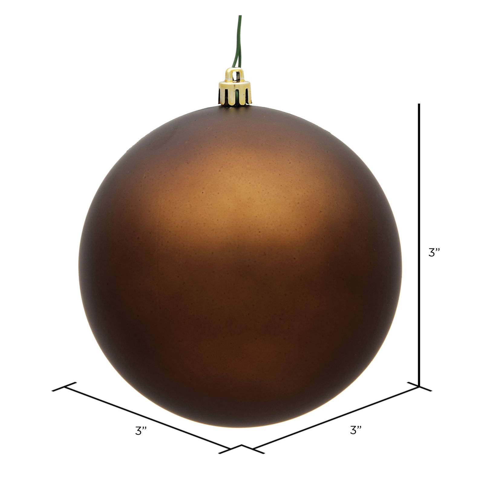 Holiday Décor Ball Ornament, Mocha Matte, 3" H x 3" W x 3" D