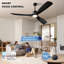 Ventilateur de plafond intelligent 60 po avec lumière, 3 pales ABS, télécommande à 6 vitesses et commande vocale APP, 3CCT, à intensité variable, moteur réversible BLDC-133438086-133334315