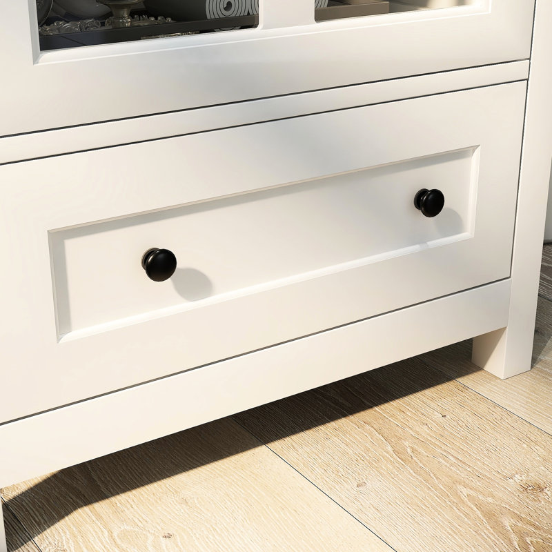 Buffet avec portes en verre - blanc pour une utilisation à long terme avec rangement spacieux et pratique