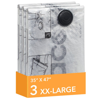 Vacuum Storage Bags, Space-Saving Compression Sealer Bags for Comforters, Blankets, Pillows, Bedding and Clothes, 3-Pack