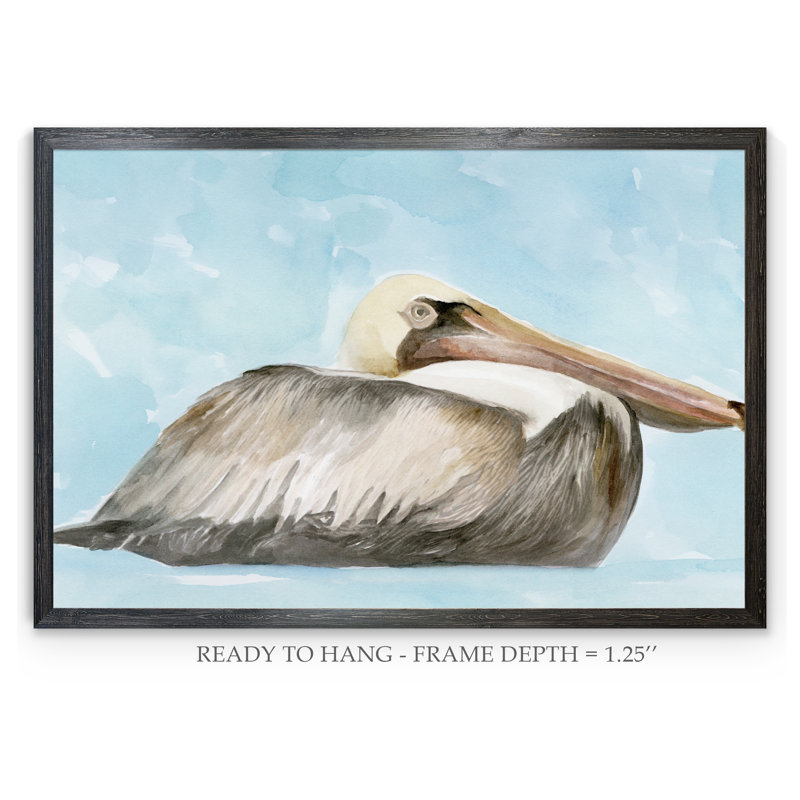 « Soft Brown Pelican I », reproduction d’art encadrée, H 28 po x l 38 po x P 1,3 po, Toile avec encadrement ébène