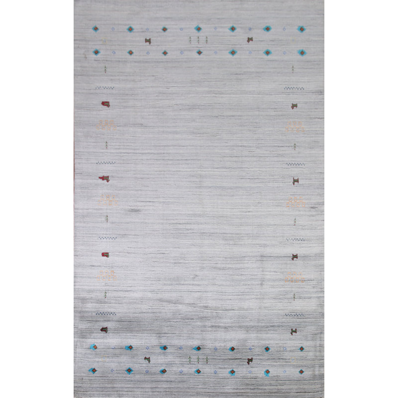 Tapis oriental ivoire et gris Gabbeh 7 x 10