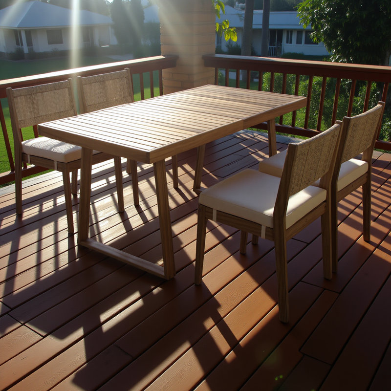 Multi-Person Outdoor Acacia Wood Dining Table And Chair Set, Thick Cushions, Suitable For Balcony, Vourtyard, And Garden.