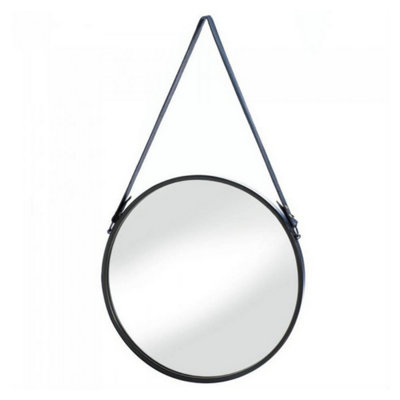 Mattox Leather Frame Round Mirror