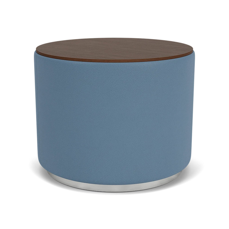 Table de réception avec plateau en stratifié Darsey, Noyer Riftwood, 16", Argent; ouvert bleu carrière