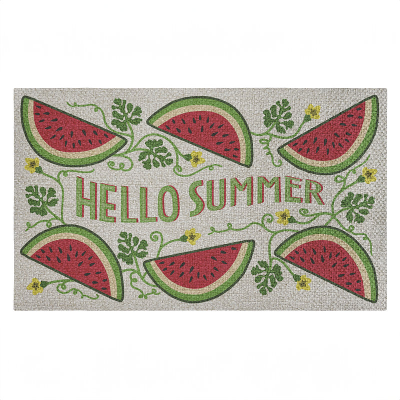 Paillasson Hello Summer Watermelon, par Darlene Seale, 18 po x 30 po