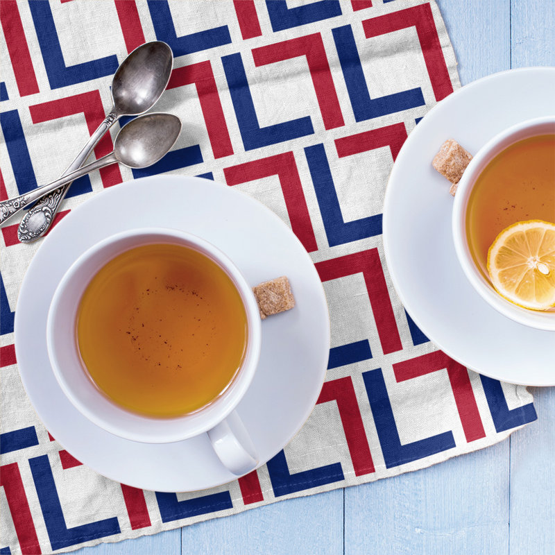 Wimpole Tea Towel Kitchen Towel, Dark Blue/Red/White, Cotton Blend
