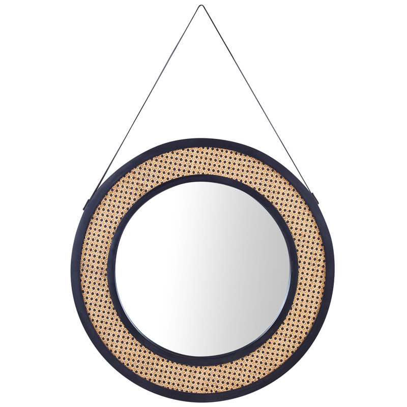 Candon Solid Wood Round Wall Mirror