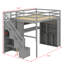 Lit mezzanine peu encombrant avec armoire intégrée, bureau, tablettes et éclairage-414784373