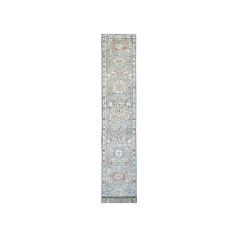 Tapis de couloir gris en laine noué à la main 2 pi 5 po x 16 pi Peshawar XL 4EA8E8AB1E2D42158293B168C62D4606