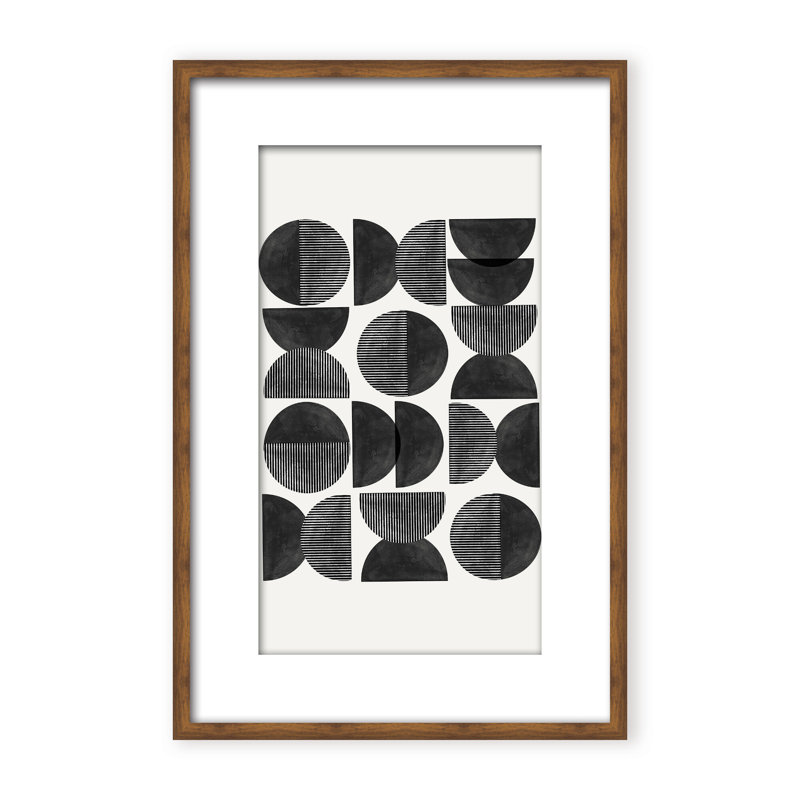 Abstract Mid Century, Geometric by  - Picture Frame Painting on Paper, 36" H x 24" W x 1.125" D, Black, Framed Matted Print