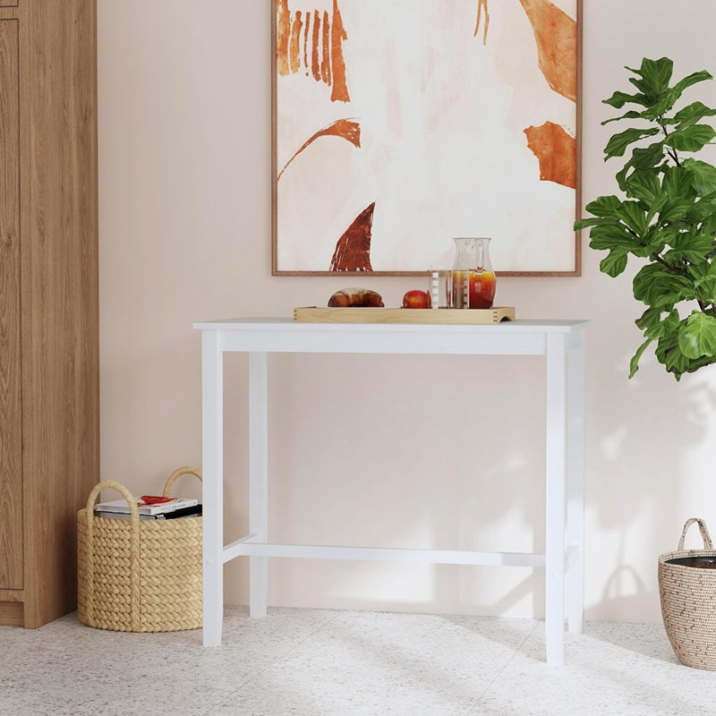 42" Bar-Height Pub Table, Solid Wood, White