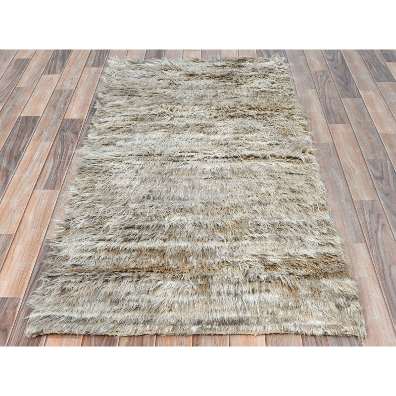 Tapis oriental beige en laine naturelle nouée à la main 2 po x 10 po x 5 po x 5 po 5B2C5F3B7C6C4CF3857394B36C3C6E61