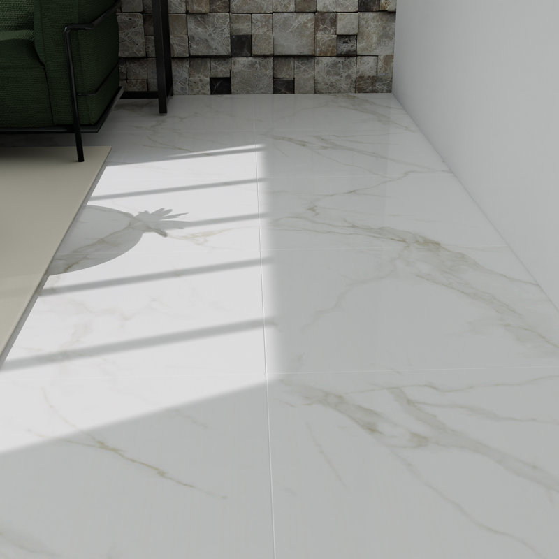 Carreau de porcelaine mat doré Calacatta 12 po x 24 po Athena