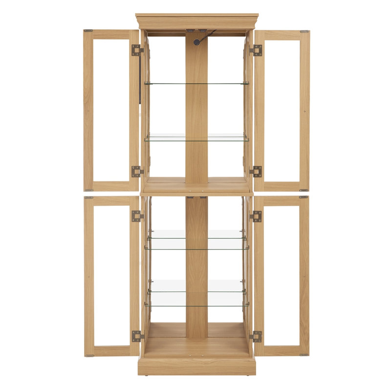 Lighted Glass Curio Display Cabinet with Adjustable Shelves, Ideal for Showcasing Collectibles in Living Rooms and Kitchens