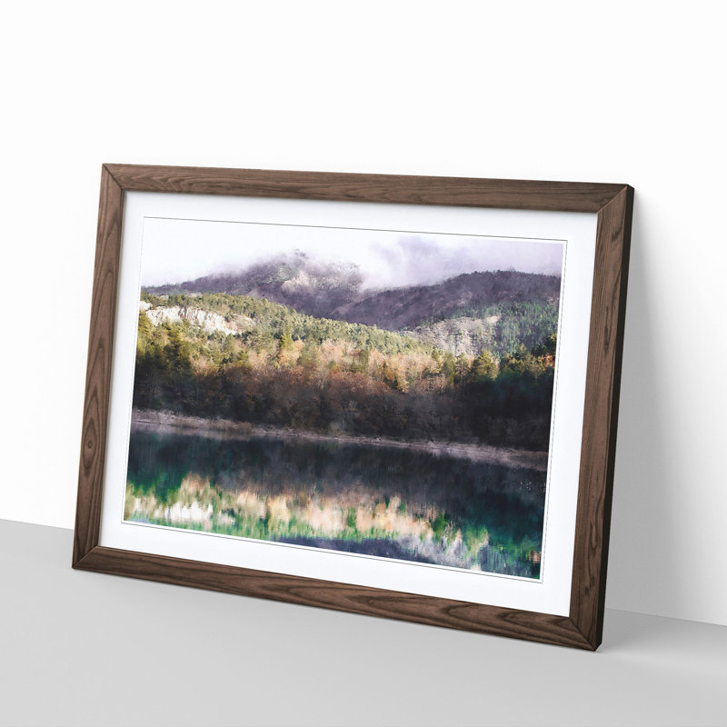 Reflection Of An Autumn Forest - Single Picture Frame Painting on MDF, Walnut, 62cm H x 87cm W x 2cm D