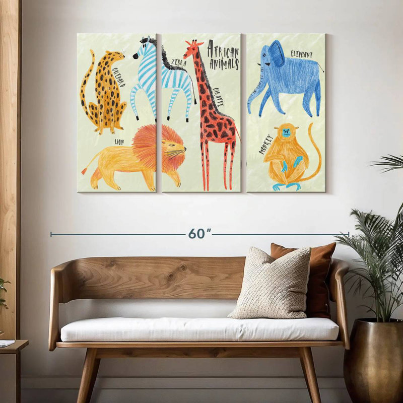 Charte des animaux du safari Brampt, H 32 po x l 50 po