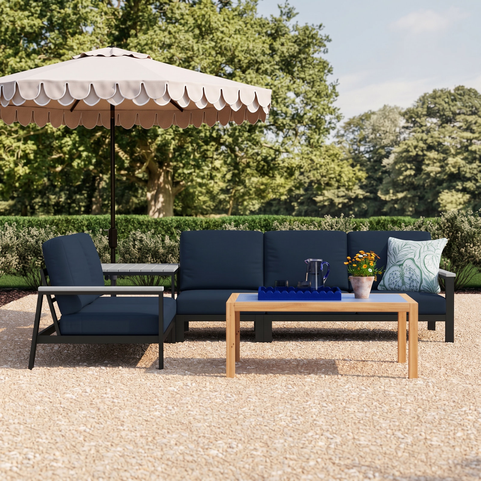 Townsend 5-Person Sunbrella® Patio Seating Group, Canvas Navy Sunbrella® Canvas
