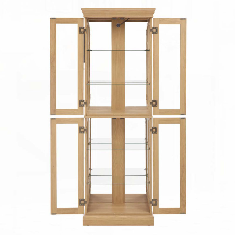 Display Cabinet,Glass Storage Cabinet Glass Wine cabinet Wood Frame, Light Oak