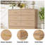 Commode double moderne à 6 tiroirs pour chambre à coucher, commode l 47 po avec panneau à losanges et lumière DEL, commode de rangement pour le salon-388832042