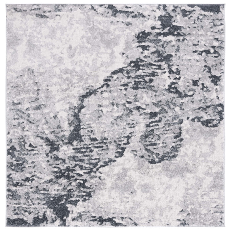 Ethellee Performance Abstract Rug, Square 6'7"