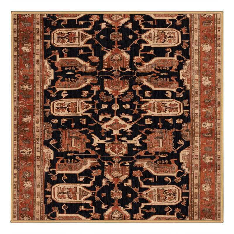 Machine Washable Persian Brown Area Rug, Square 8'
