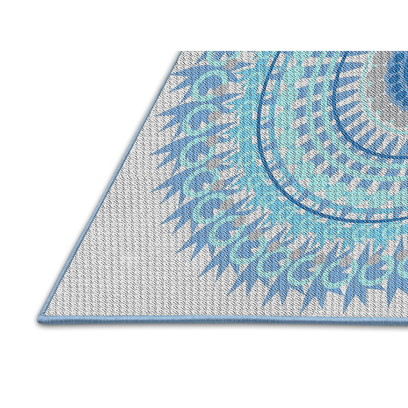 Tapis bleu marine / gris Power Loom, Rectangle 6 pi x 9 pi