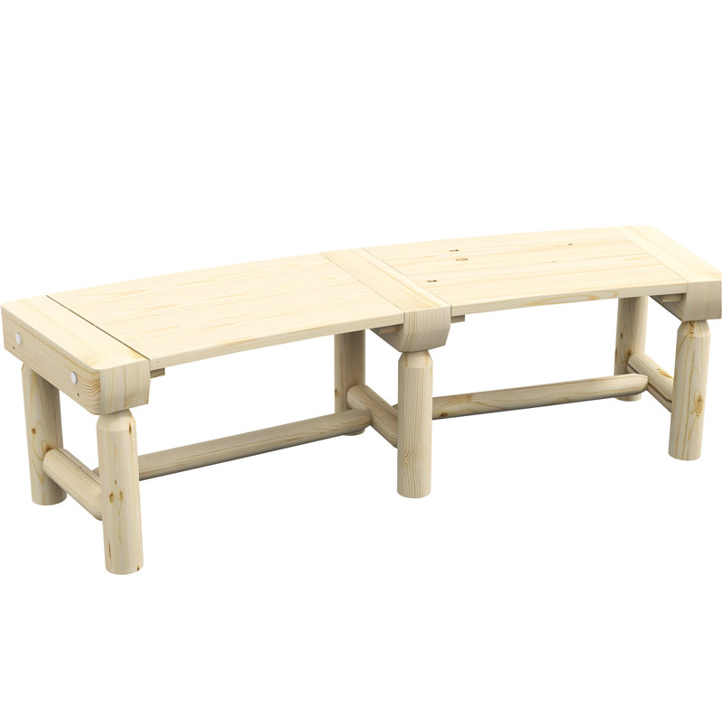 Chaise d'extérieur - Fauteuil inclinable zéro gravité avec plateforme verrouillable en bois semi-circulaire, naturel pour pelouse, cour