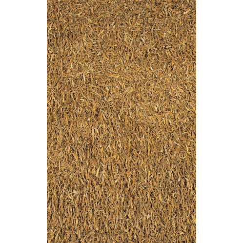 Jawawn Authentic Hand Woven Leather Brown Tan Solid Color Indoor Area Rug, Rectangle 2' x 3'