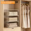 Organisateur de placard extra-long à profil bas avec rangement en bois, ensemble de 3 tablettes de rangement empilables, bac de rangement pour vêtements peu encombrant pour garde-robe, chambre à coucher et petits espaces, fabrication en maille métallique robuste