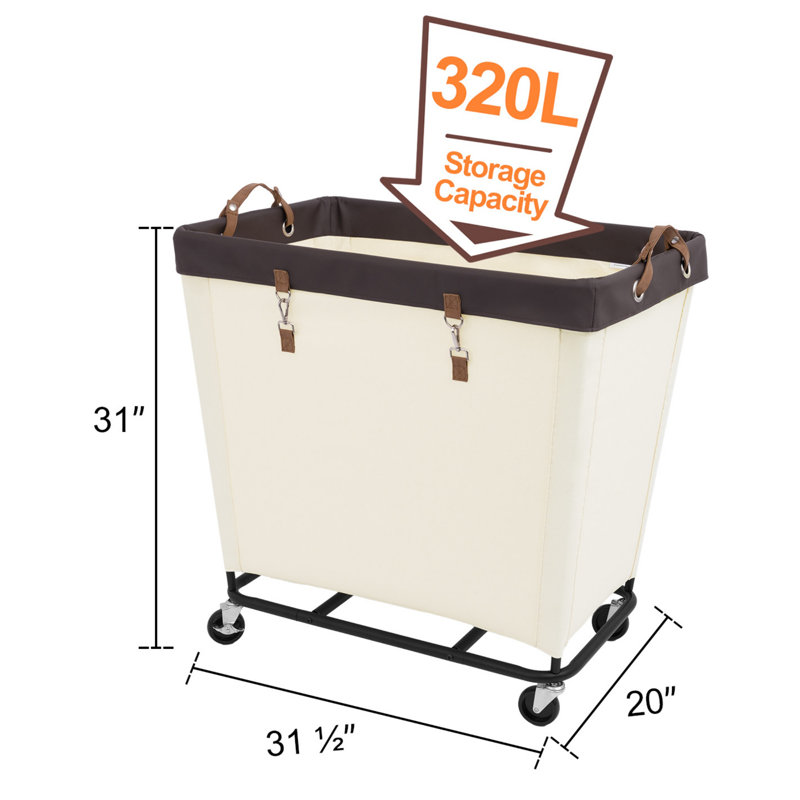 320L Laundry Basket With Wheels, Large Rolling Laundry Hamper With Handles, Metal Frame Laundry Cart For Laundry Room, Bedroom, Hotel, Closet, Dorm