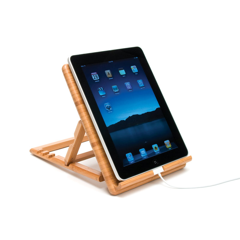 Adjustable Natural Bamboo Expandable Tablet Stand