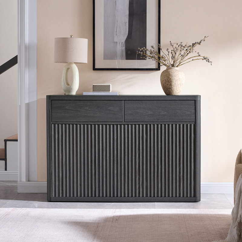 Cesiro 50.15''W Storage Sideboard With 2-Draw And 3-Door, Dark Gray Alder, 1
