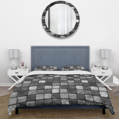 Ensemble de housse de couette gris Midcentury Mosaic Tiles I - Midcentury