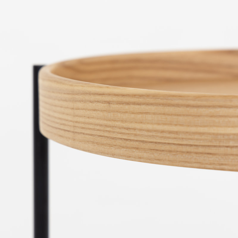 Lunaleigh - Table de bout ronde moderne, Bois naturel