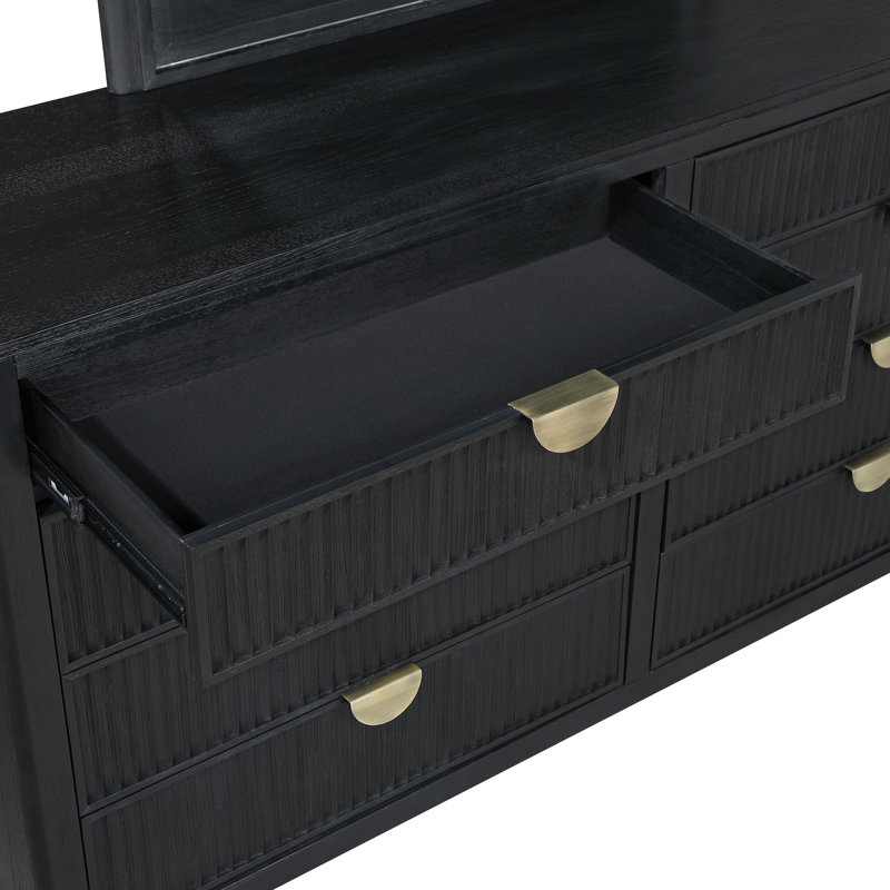 Traequan 4-piece Queen Bedroom Set Black, Queen, 4 Pcs: Dresser; Mirror; Bed; Nightstand