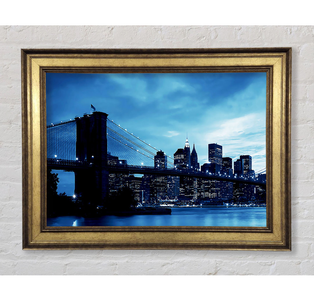 New York City Brooklyn Bridge Blau - Druck