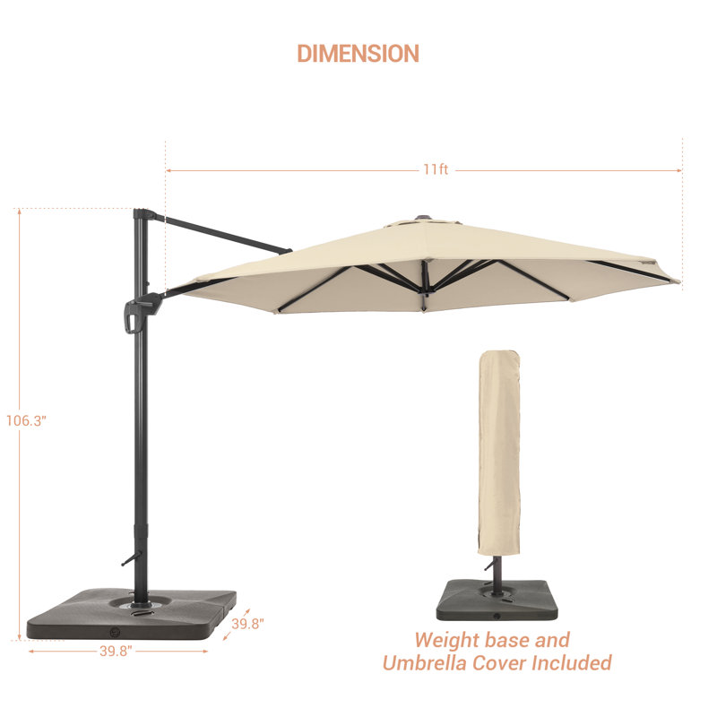 Parasol en porte-à-faux 11 pi Mylashia, Brun