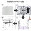Petite table pliante à hauteur réglable - Table de camping portable avec filet, table d'extérieur / de plage en métal blanc