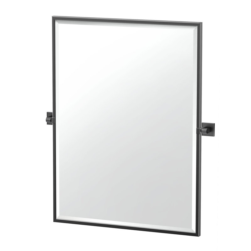 Miroir rectangulaire à cadre Mode | Miroirs de salle de bain pivotants (inclinables) et biseautés, Noir mat