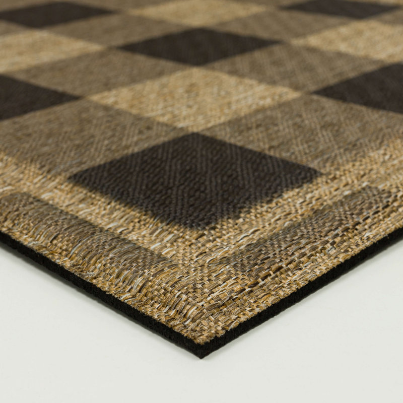 Tapis de porte Mega Check à poils courts, résistant aux intempéries et doté d'un envers en caoutchouc durable, brun, 45,7 cm x 76,7 cm